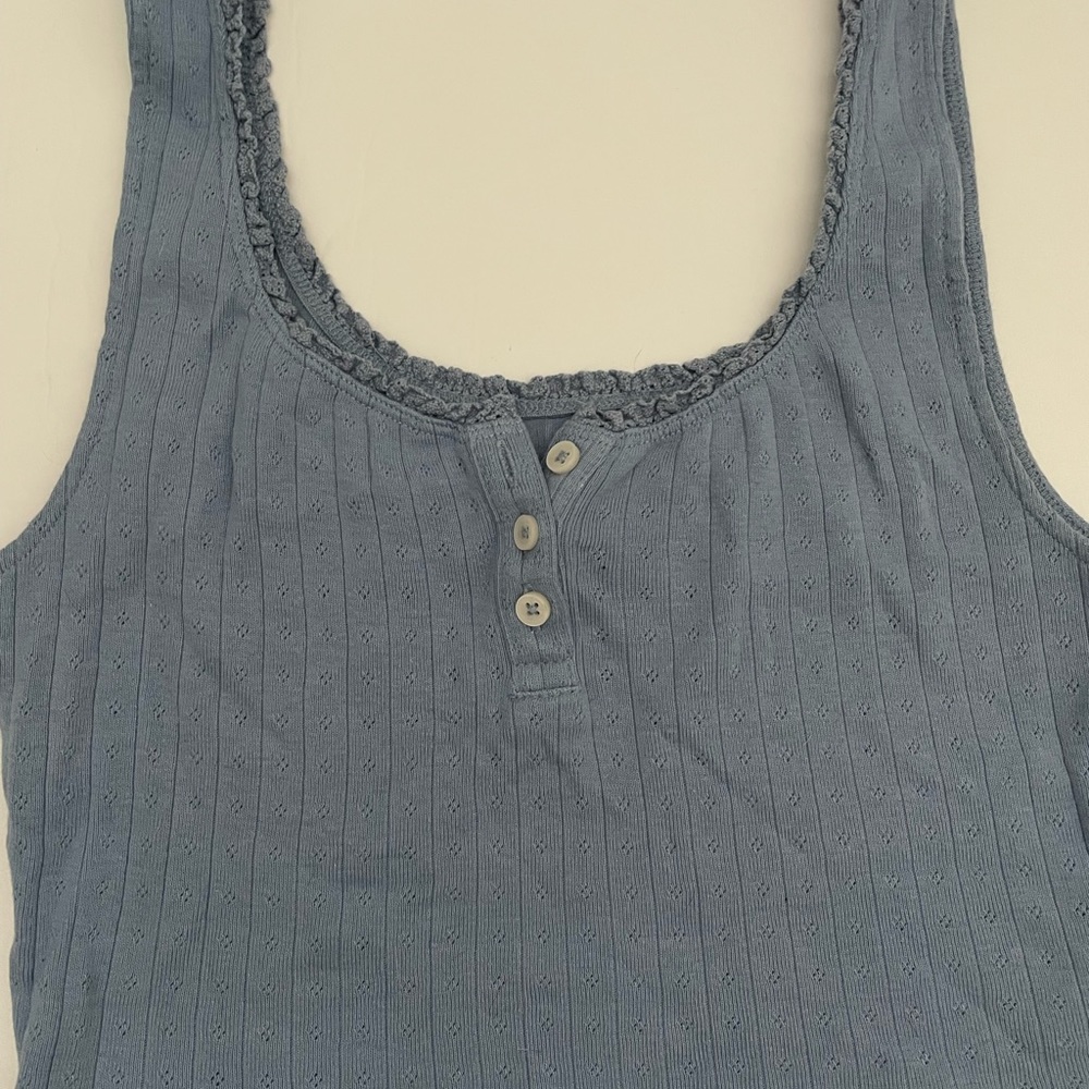 American Eagle Blue Cropped Tank Top Size Medium